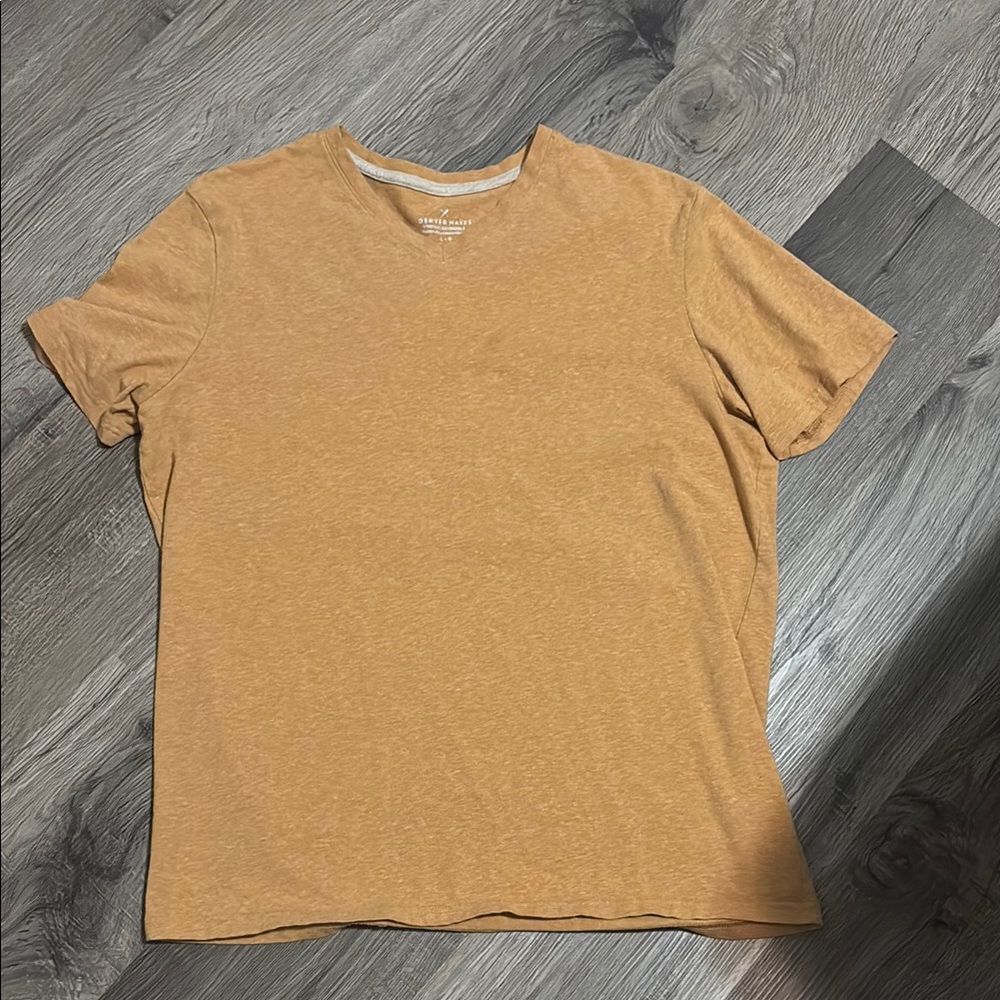 Denver Hayes Stretch Modern Fit Yellow Mens Short Sleeve Tee